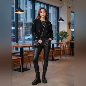 Black Sweater w/ Floral Embroidery